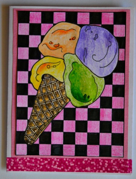 Magical Summer Birthday Card - glue washi tape across the bottom of the card