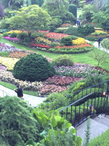 A view from above, overlooking Butchart Gardens in Victoria, BC