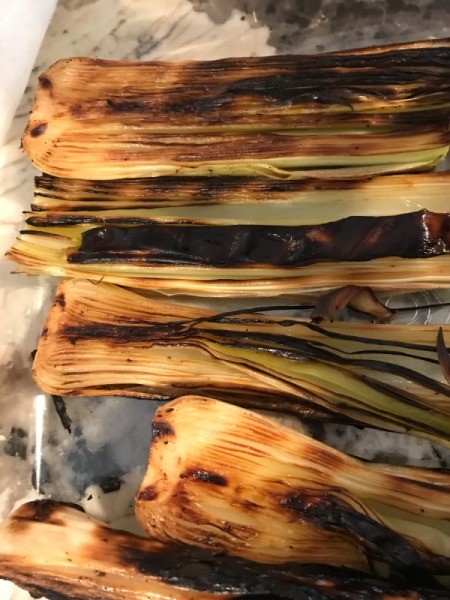 Grilled leeks