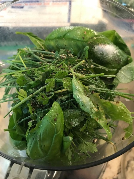 herbs and seasoning in food processor