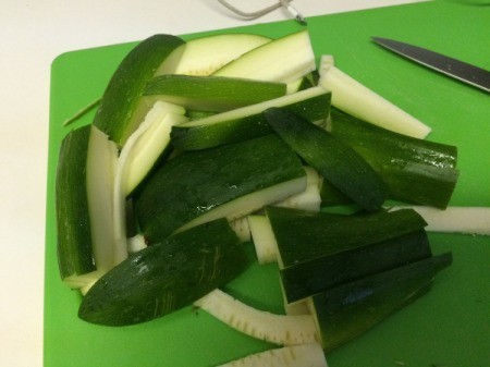 Zucchini cut in strips