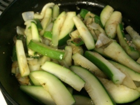 Stir-Fry Zucchini in pan