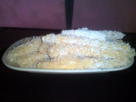 stack of breaded cheese sticks