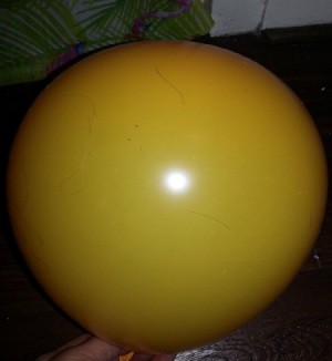 An inflated balloon for removing lint from a couch or other surface.