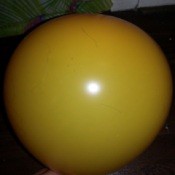 An inflated balloon for removing lint from a couch or other surface.