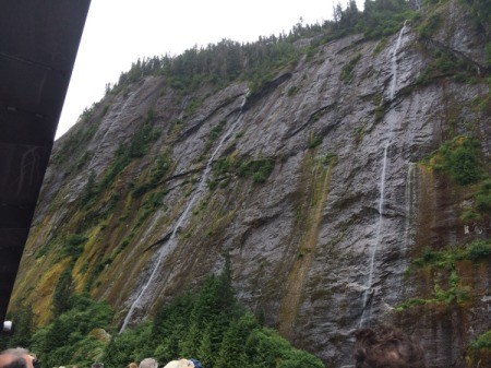 A waterfall from a glacier in Alaska.