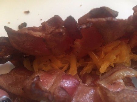 Woven Bacon Shellwith cheese added