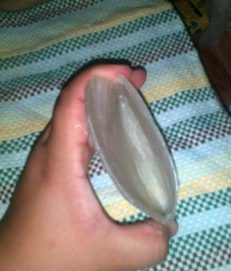 Coin Purse Made from Hot Glue Sticks - looking down into the purse