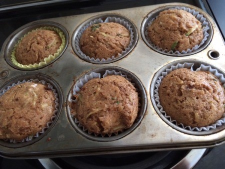 baked Zucchini Muffins in baking tin