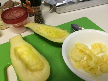 Zucchini with seeded portion removed