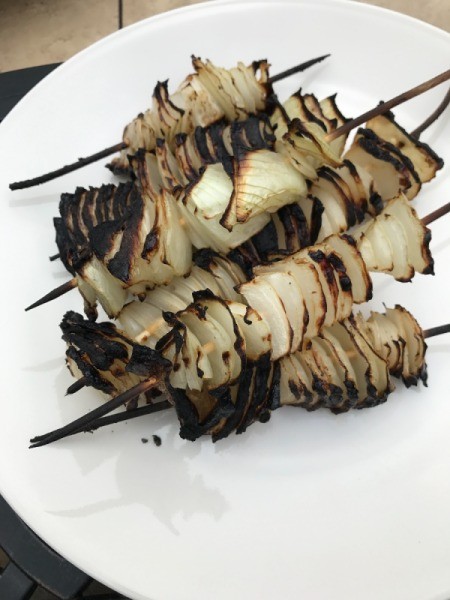 Grilled onions on Skewers