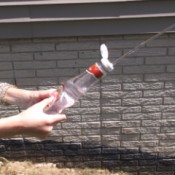 A condiment bottle for use as a makeshift squirt gun.