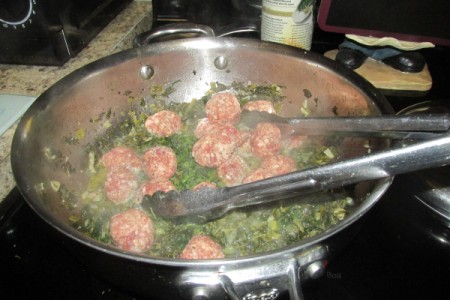 meatballs added to pan