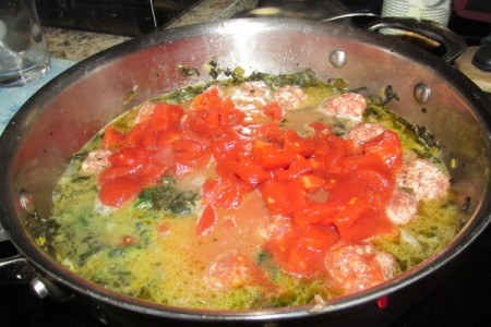 tomatoes added to pan