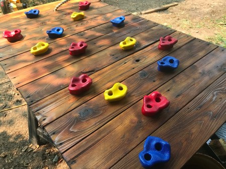 Refinishing a Wooden Playground - all foot and handholds replaced