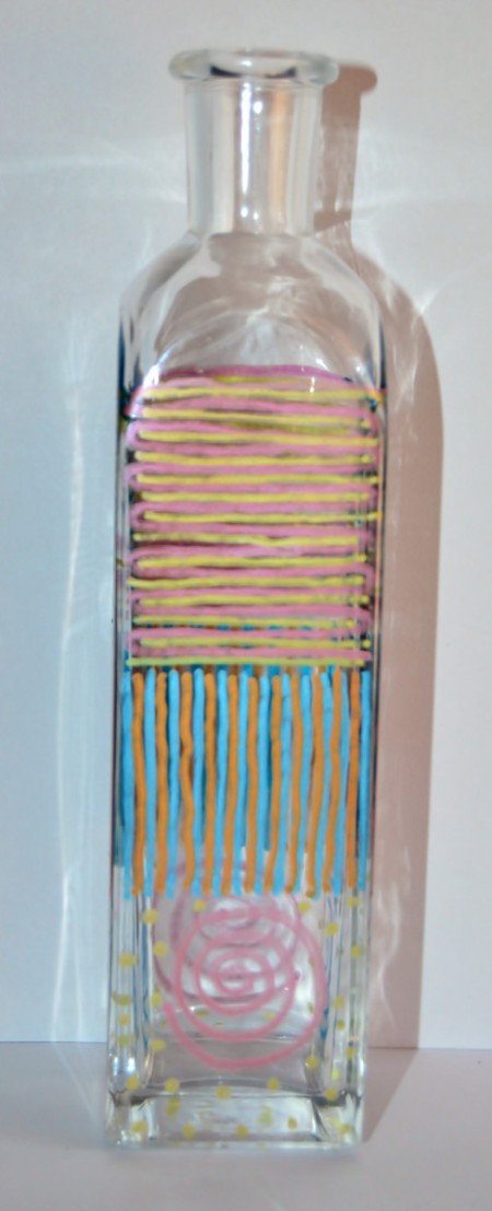 Metal Pen Decorated Bottle - use gold and bronze to add stripes and dots to fill empty spaces