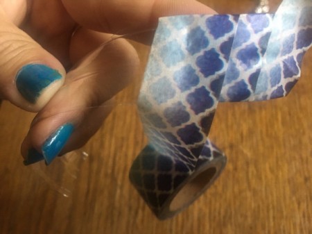 Plastic Bottle and Washi Tape Bracelet - closeup of wrapping tape