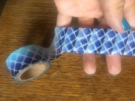 Plastic Bottle and Washi Tape Bracelet - finished wrapping tape and cut