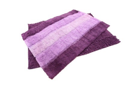 Purple rubber backed rugs.