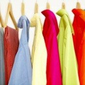 Colorful clothing hanging.