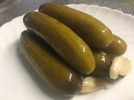 Homemade Dill Pickles on plate