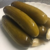 Homemade Dill Pickles on plate
