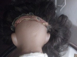 Identifying Markings on Porcelain Dolls - markings on head under wig
