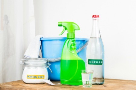 Supplies for making your own homemade cleaning solutions.