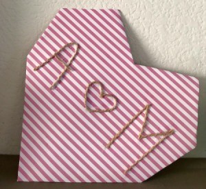 Geometric Paper Heart Decor - finished geometric heart shaped piece of decor