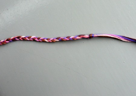 Friendship Bracelet with Simple Sliding Knot - tie a knot at the end