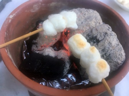 Flower Pot for Making Tabletop Mini S'mores - marshmallows turning brown