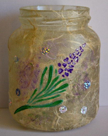 Sweet Lavender Jar Party Light - randomly glue on the sequins