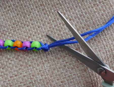 Beaded Key Ring - trim off excess cord