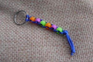 Beaded Key Ring - brightly colored bead key ring or fob