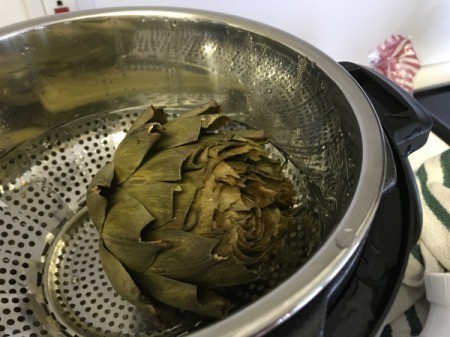 Steamed Artichoke in pan