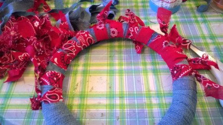 Denim and Bandanna Wreath - tie them on with the ends out