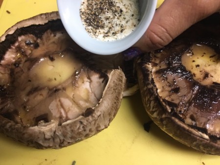 adding herbs to Portobello Mushroom