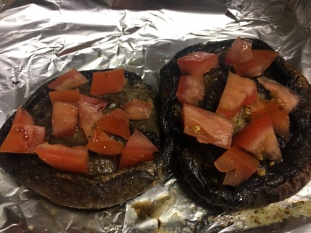 adding tomatoes to Portobello Mushroom