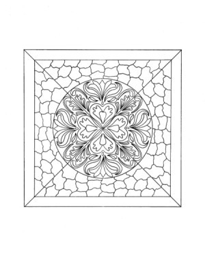 Mosaic Tile Mandala Adult -
Coloring Page - black and white drawing of the mosaic