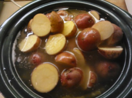 adding New Potatoes to crockpot