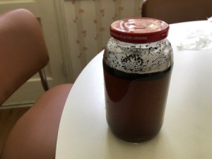 Cold Brewed Coffee in jar with grounds