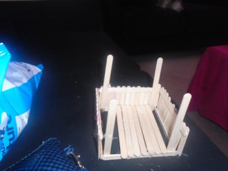 Popsicle Stick Gazebo and Bench - making the floor