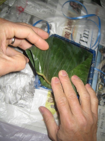 folding banana leaf