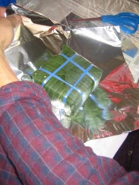 Sticky Rice Cake ready to foil