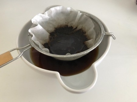 Cold Brewed Coffee in strainer