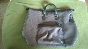 A Giorgio Armani handbag, found in a thrift store.