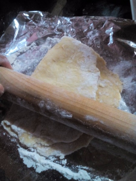 folding mozzarella into dough