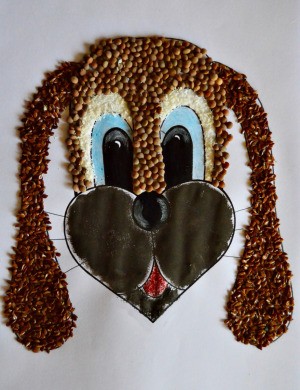 Kids' Artwork - Sweet Puppy Mosaic - completed mosaic of dog with long floppy ears