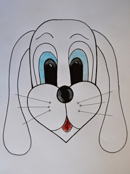 Kids' Artwork - Sweet Puppy Mosaic - color iris with blue crayon