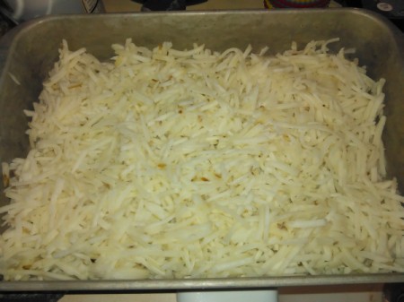 Hash browns in baking dish